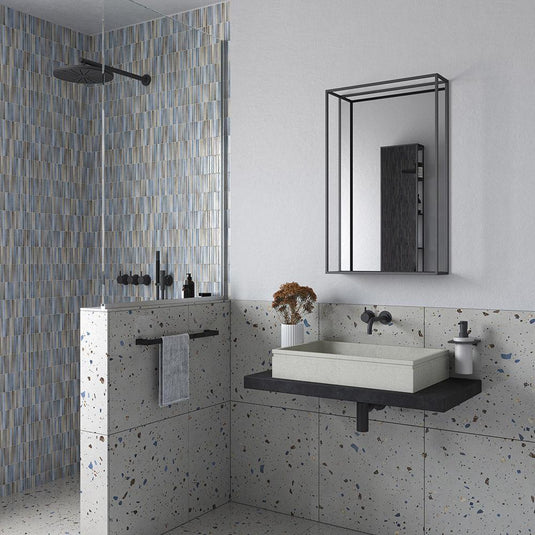 Origins Docklands Mirror With Shelf 50 - Black - Envy Bathrooms Ltd
