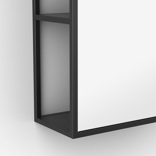 Origins Dockside Mirror With Open Shelving 30 - Black - Envy Bathrooms Ltd