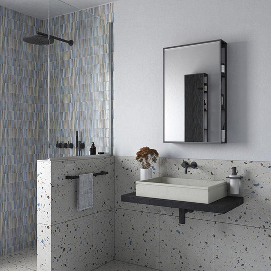 Origins Dockside Mirror With Open Shelving 50 - Black - Envy Bathrooms Ltd