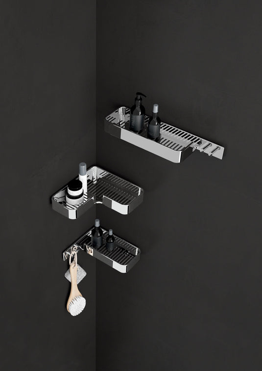 Origins Il Giglio Corner Shower Basket with Hooks - Chrome - Envy Bathrooms Ltd