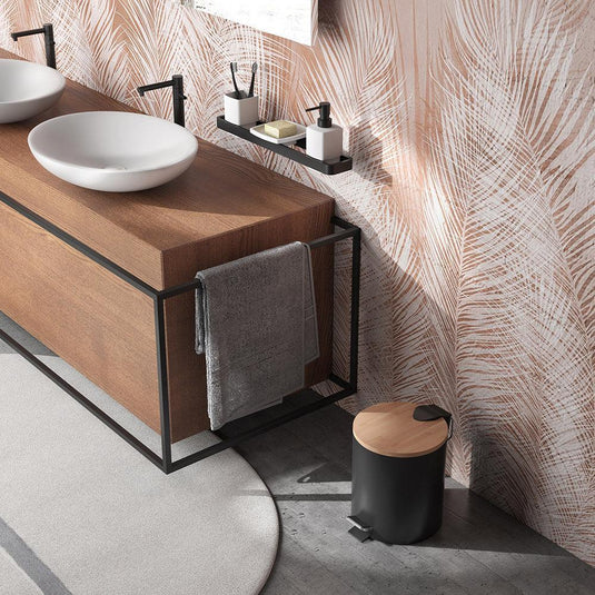 Origins Kenta Pedal Bin 3L - Black/Bamboo - Envy Bathrooms Ltd