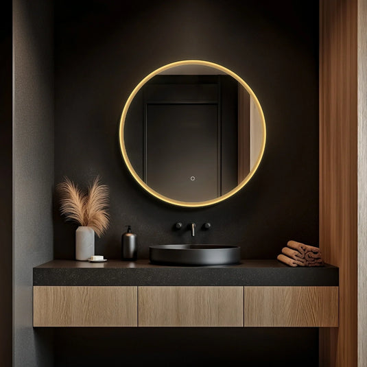 Origins Luxor 800mm Mirror - Black/Gold - LXR-01D080-01 - Envy Bathrooms Ltd