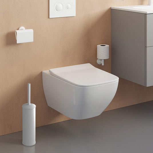 Metal WC Brush Set - White - Envy Bathrooms Ltd