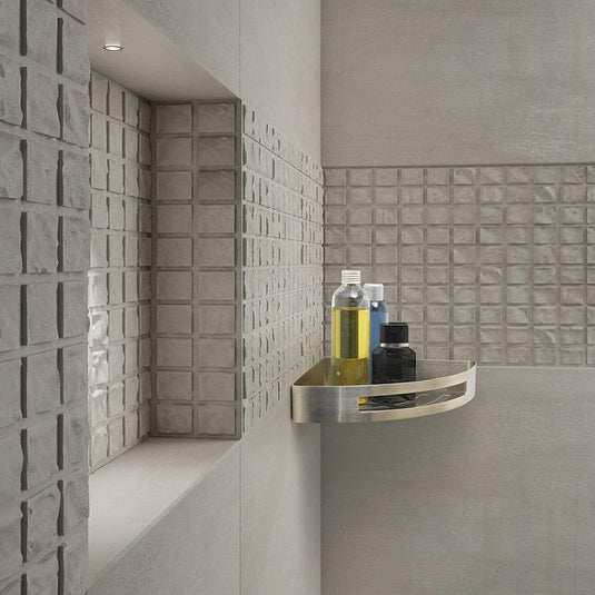 Origins Nerva Corner Shower Basket - Brushed Stainless Steel - Envy Bathrooms Ltd