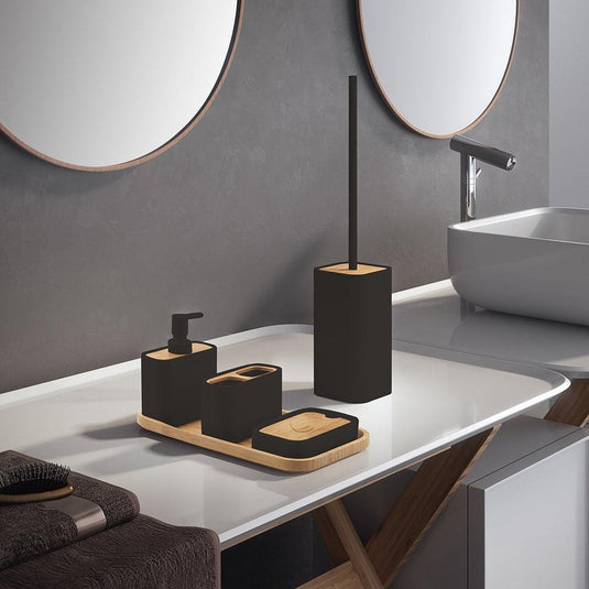 Origins Ninfea Soap Dish - Black/Bamboo - Envy Bathrooms Ltd