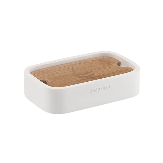 Ninfea Soap Dish - White/Bamboo - Envy Bathrooms Ltd