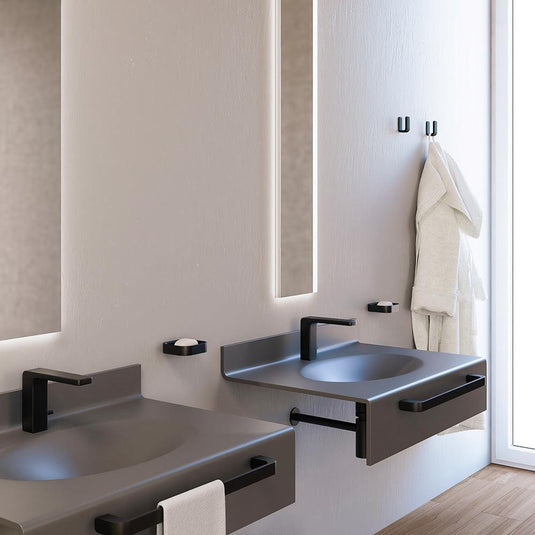 Origins Outline Towel Rail/Grab Bar 25cm - Black - Envy Bathrooms Ltd