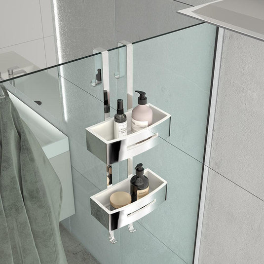 Origins Poseidon Rectangular Double Hanging Basket - Chrome/White - Envy Bathrooms Ltd