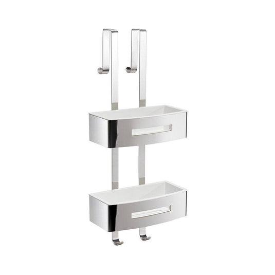 Origins Poseidon Rectangular Double Hanging Basket - Chrome/White - Envy Bathrooms Ltd