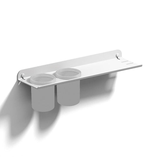 Quick Shelf with Double Large Tumbler - White/White Frosted - Envy Bathrooms Ltd