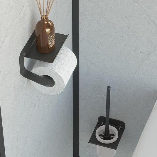 Origins Quick Toilet Roll Holder with Shelf - Black - Envy Bathrooms Ltd