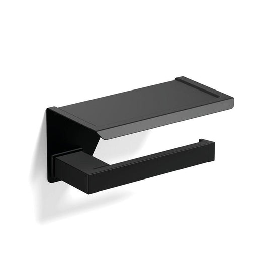 Origins S Cube Toilet Roll Holder with Shelf - Black - Envy Bathrooms Ltd