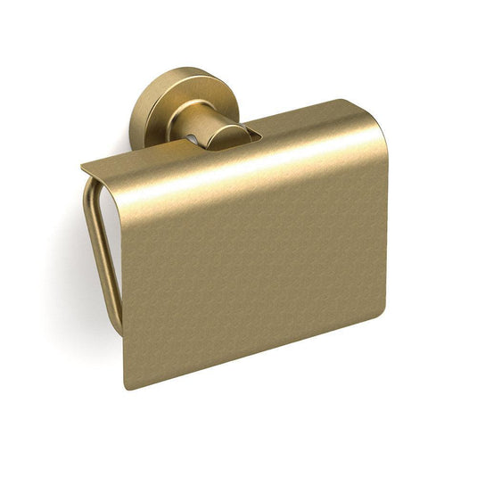 Origins Tecno Project Toilet Roll Holder with Flap - Brushed Brass - Envy Bathrooms Ltd