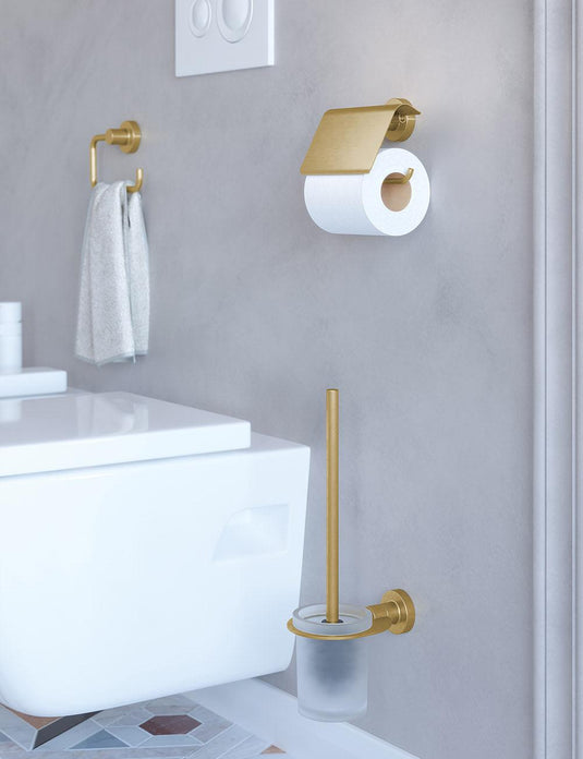 Origins Tecno Project WC Brush Set - Brushed Brass - Envy Bathrooms Ltd