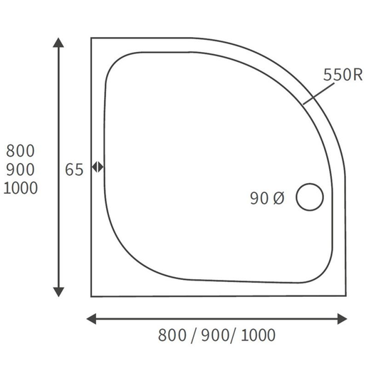 Poppy 45mm Low Profile 1000mm Quadrant Tray & Waste - RUBY106699