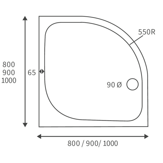Poppy 45mm Low Profile 1200x800mm Offset Quadrant Tray & Waste (RH) - RUBY106703 - Envy Bathrooms Ltd