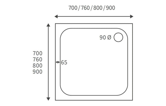 Poppy 45mm Low Profile 760x760mm Square Tray & Waste - RUBY104317