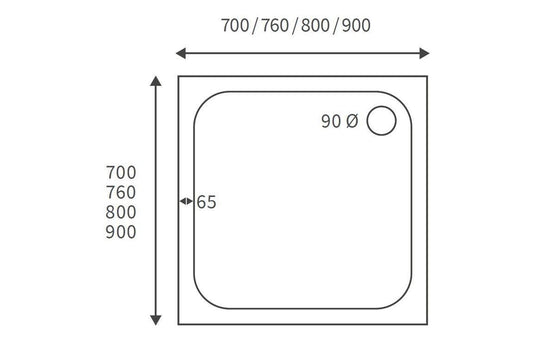 Poppy 45mm Low Profile 900x900mm Square Tray & Waste - RUBY104319 - Envy Bathrooms Ltd