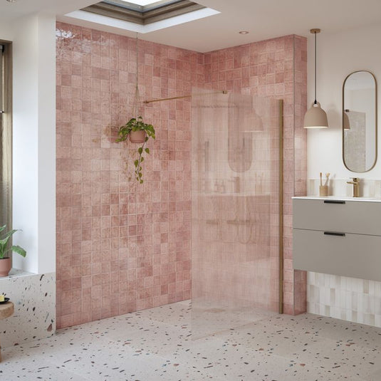 Poppy Apollo 1000mm Fluted Wetroom Panel & Support Bar - Brushed Bronze - RUBY108964 - Envy Bathrooms Ltd