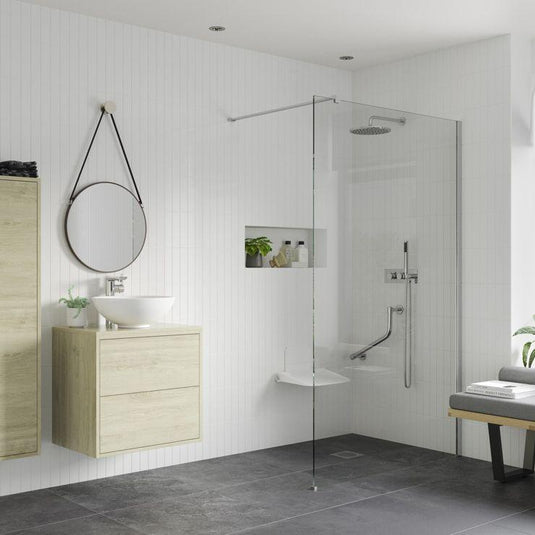 Poppy Apollo 1000mm Wetroom Panel & Floor-to-Ceiling Pole - Chrome - RUBY103395 - Envy Bathrooms Ltd