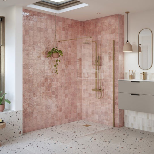 Poppy Apollo 1000mm Wetroom Panel & Support Bar - Brushed Bronze - RUBY108950 - Envy Bathrooms Ltd