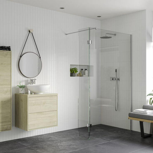 Poppy Apollo 1000mm Wetroom Panel & Support Bar - Chrome - RUBY107518 - Envy Bathrooms Ltd