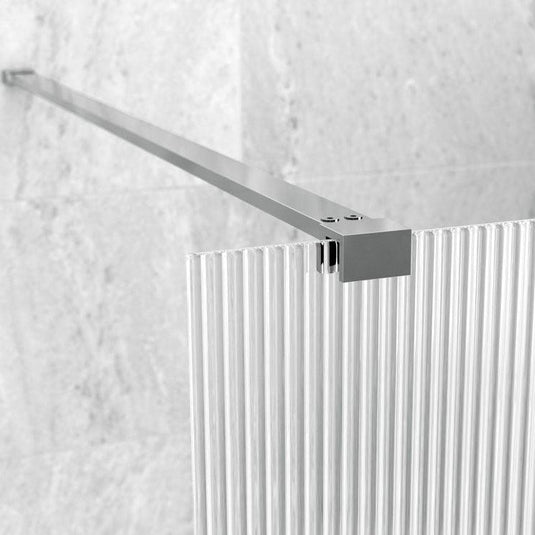 Poppy Apollo 1200mm Fluted Wetroom Panel & Support Bar - Chrome - RUBY107532 - Envy Bathrooms Ltd