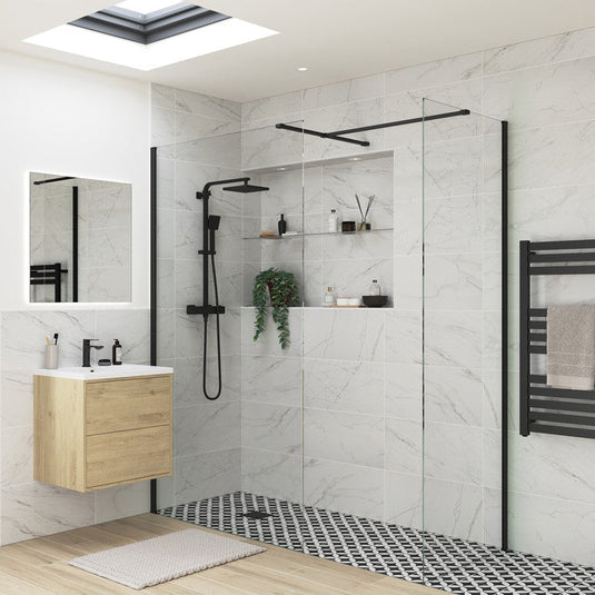 Poppy Apollo 500mm Wetroom Side Panel & Arm - Black - RUBY107546 - Envy Bathrooms Ltd