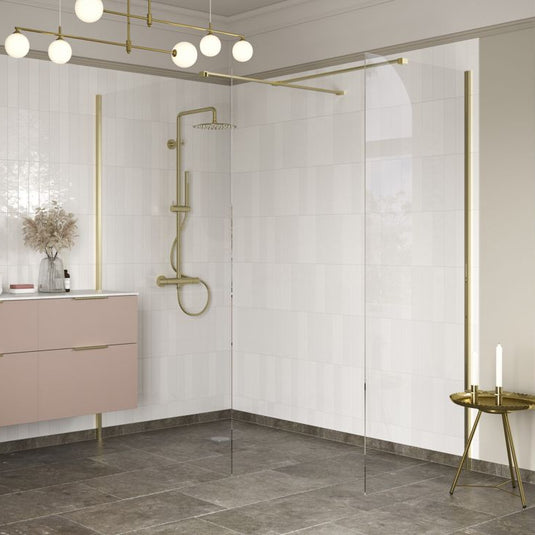 Poppy Apollo 500mm Wetroom Side Panel & Arm - Brushed Brass - RUBY107570 - Envy Bathrooms Ltd