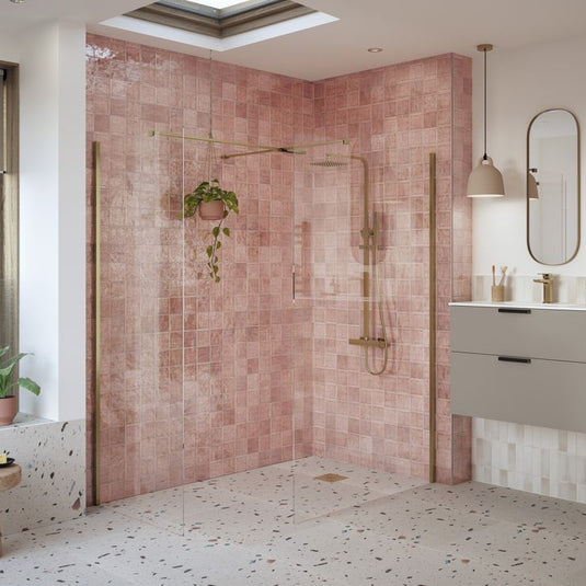 Poppy Apollo 500mm Wetroom Side Panel & Arm - Brushed Bronze - RUBY108955 - Envy Bathrooms Ltd