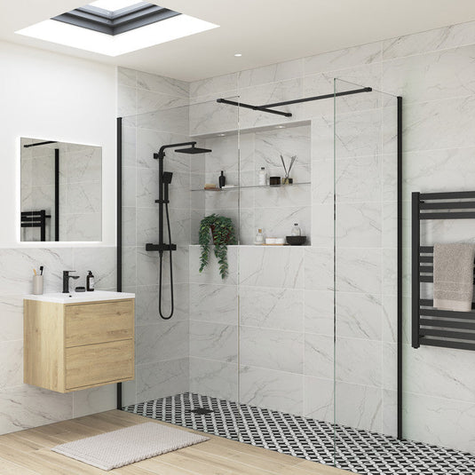 Poppy Apollo 760mm Wetroom Side Panel & Arm - Black - RUBY107548 - Envy Bathrooms Ltd