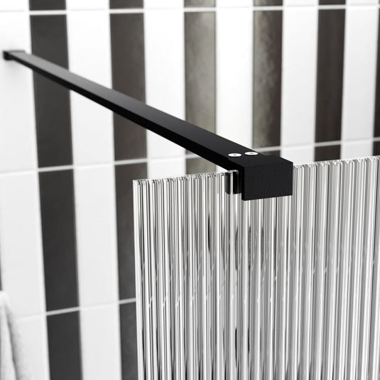 Poppy Apollo 800mm Fluted Wetroom Panel & Side Panel Arm - Black - RUBY107558 - Envy Bathrooms Ltd