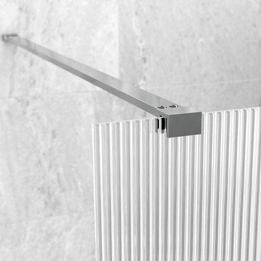 Poppy Apollo 800mm Fluted Wetroom Panel & Side Panel Arm - Chrome - RUBY107534 - Envy Bathrooms Ltd