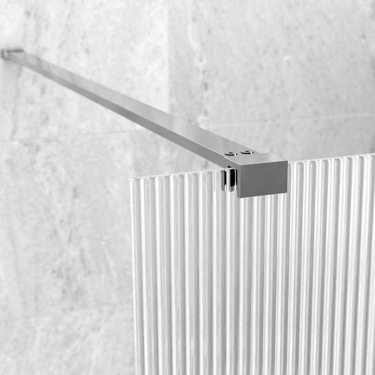 Poppy Apollo 800mm Fluted Wetroom Panel & Support Bar - Chrome - RUBY107529 - Envy Bathrooms Ltd