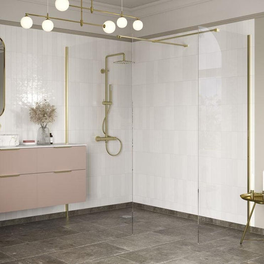 Poppy Apollo 800mm Wetroom Side Panel & Arm - Brushed Brass - RUBY107573 - Envy Bathrooms Ltd