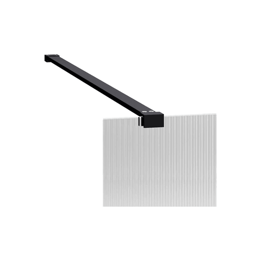 Poppy Apollo 900mm Fluted Wetroom Panel & Side Panel Arm - Black - RUBY107559 - Envy Bathrooms Ltd