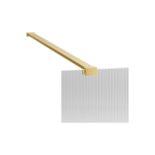 Poppy Apollo 900mm Fluted Wetroom Panel & Side Panel Arm - Brushed Brass - RUBY107583 - Envy Bathrooms Ltd