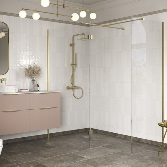 Poppy Apollo Optional 300mm Wetroom Splash Panel - Brushed Brass - RUBY107575 - Envy Bathrooms Ltd