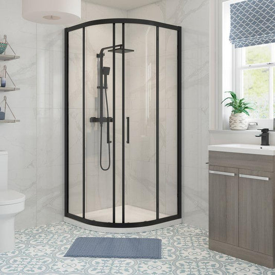 Poppy Harley 900mm 2 Door Quadrant - Black - RUBY104950 - Envy Bathrooms Ltd