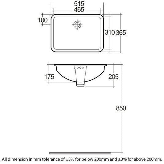 RAK Ceramics Cleo 51.5cm Under Counter Basin - OC143AWHA