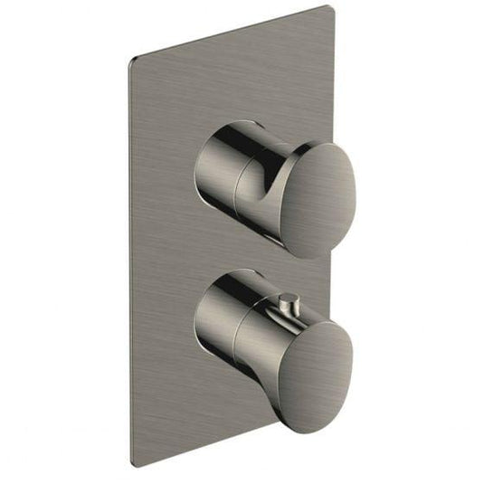 RAK Ceramics Dual Outlet 2 Handle Thermostatic Concealed Shower Valve - Brushed Nickel - RAKITA3302N