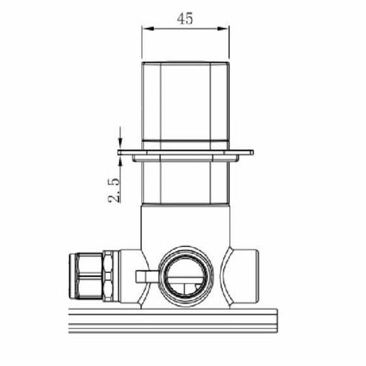 RAK Ceramics Petit Square Concealed Diverter Single Outlet - Brushed Nickel - RAKPES3020-1N