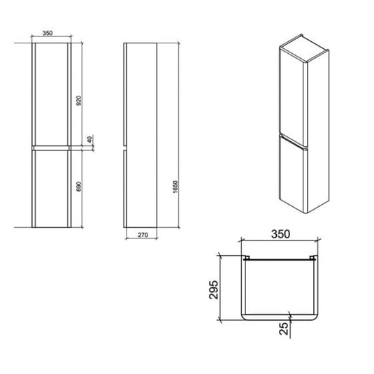 RAK Ceramics Resort Wall Hung Tall Storage Unit - Matt Mushroom - RAKRSTTSU35602