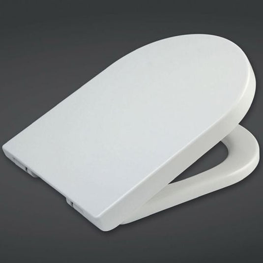 RAK Ceramics Resort Quick Release Urea Toilet Seat & Cover for Rimless Pans, Soft Close - White - RAKSEAT011