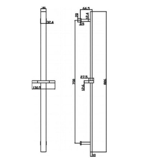 RAK Ceramics Round Slider Rail Shower Kit with Three Function Shower Handset - Chrome - RAKSHW1008