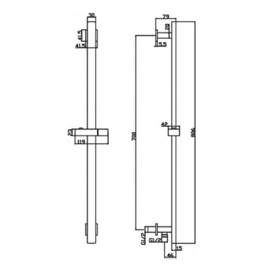 RAK Ceramics Round Slider Rail Shower Kit With Three Function Handset & Integral Wall Outlet - Chrome - RAKSHW1010