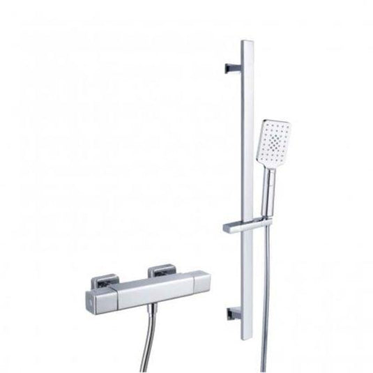 RAK Ceramics Cool Touch Square Exposed Thermostatic Shower Valve With Slide Rail Kit - Chrome - RAKSHW6013