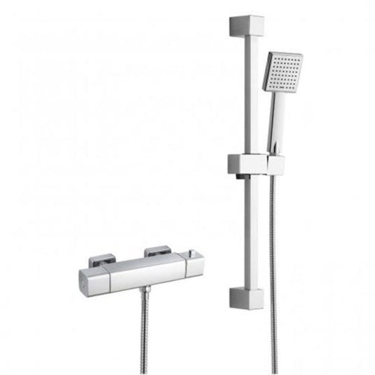 RAK Ceramics Cool Touch Square Exposed Thermostatic Shower Valve With Slide Rail Kit - Chrome - RAKSHW6014