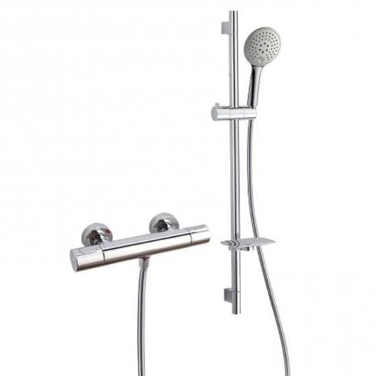 RAK Ceramics Cool Touch Round Exposed Thermostatic Shower Valve With Slide Rail Kit - Chrome - RAKSHW6015