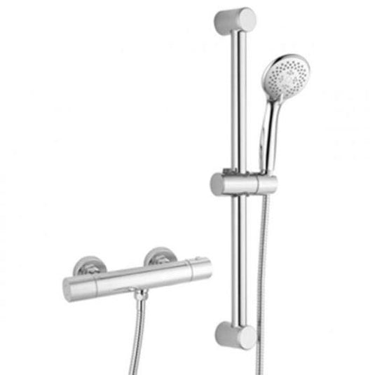 RAK Ceramics Cool Touch Round Exposed Thermostatic Shower Valve With Slide Rail Kit - Chrome - RAKSHW6016